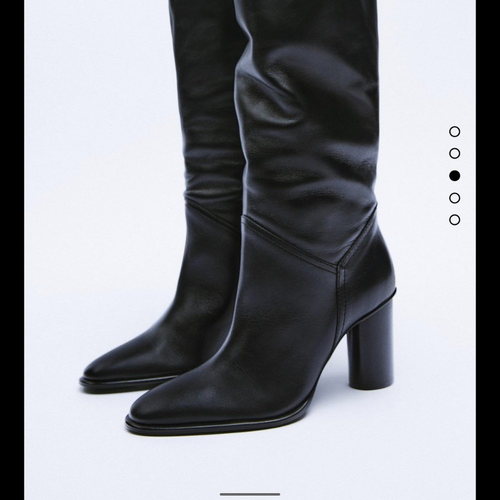 Zara high heel leather boots SZ 6